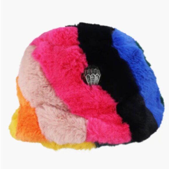 KURT GEIGER LONDON Faux Fur Rainbow Bucket Hat - Picture 1 of 5